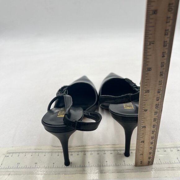 miss left Black High Heel Slingback Sandal Pointed Toe Slip on Prom Evening Shoe - Picture 5 of 8